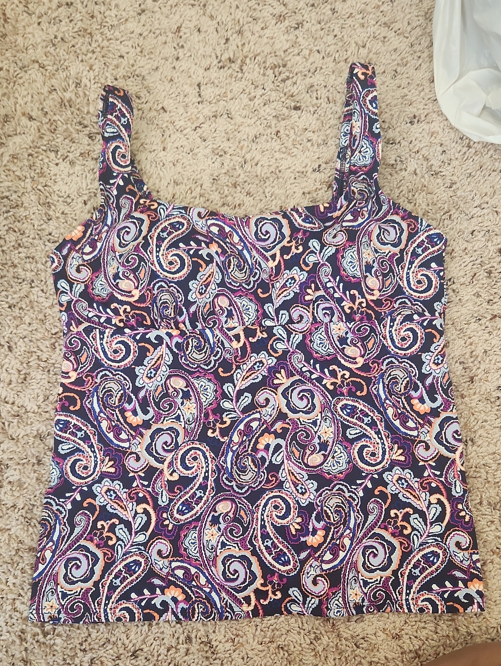Lands' End Women’s Navy Purple Paisley Tankini Top